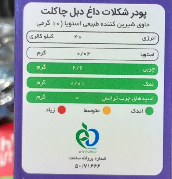 شکلات داغ رژیمی مشخصات