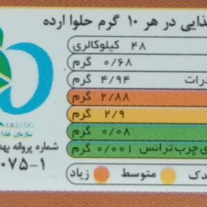 جدول ارزش غذایی حلوا ارده بادام درختی وگان ویگر