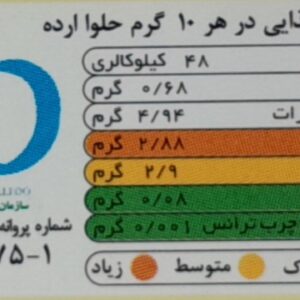 جدول ارزش غذایی حلوا ارده پسته ای وگان ویگر