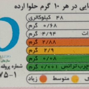 جدول ارزش غذایی حلوا ارذه بدون شکر وگان ویگر