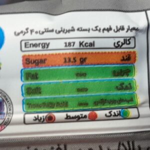 جدول ارزش غذایی پروتئین بار 60 درصد آبیش