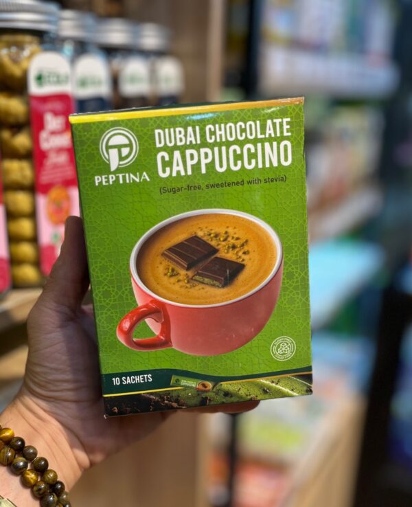 کاپوچینو دوبی چاکلت رژیمی 10 ساشه ای پپتینا(بدون شکر، شیرین شده با استویا) - تصویر 3