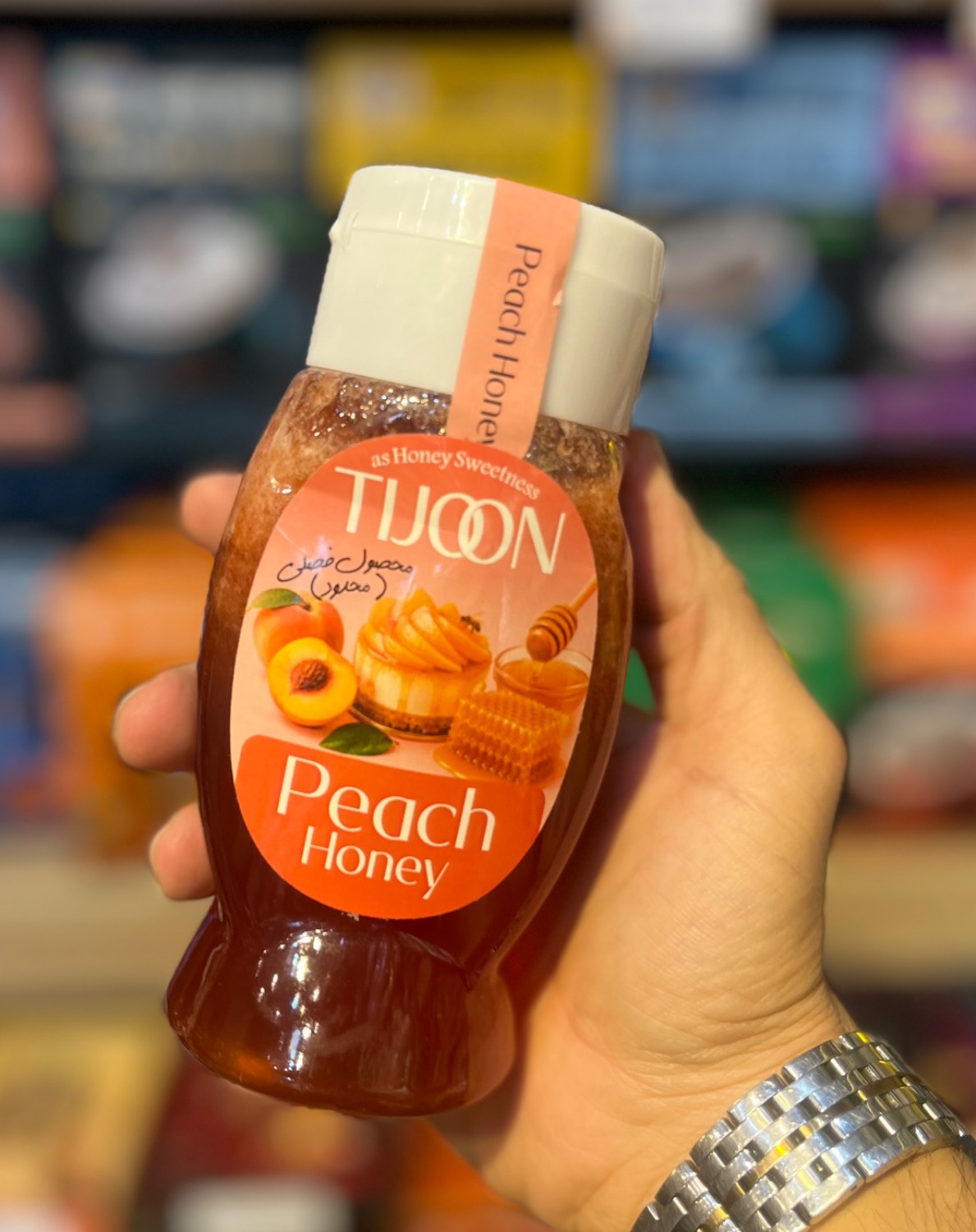 سیروپ هلو رژیمی سیروپ رژیمی هلو بدون شکر افزوده تیجون TIJOON وزن 350 - Image 1