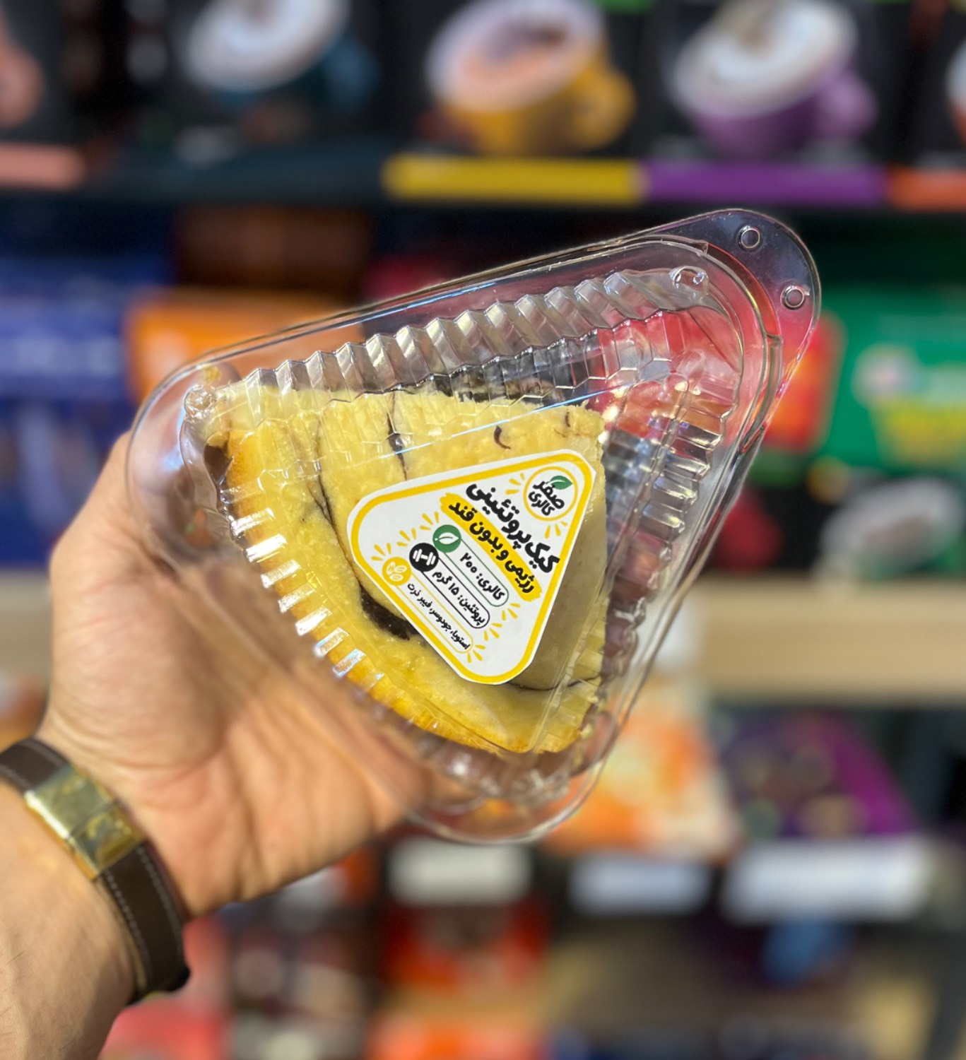 zero-calories-sugar-free-stevia-protein-cake-front-view کیک روز پروتئینی بدون شکر( استویا) برند: صفر کالری - تصویر 1